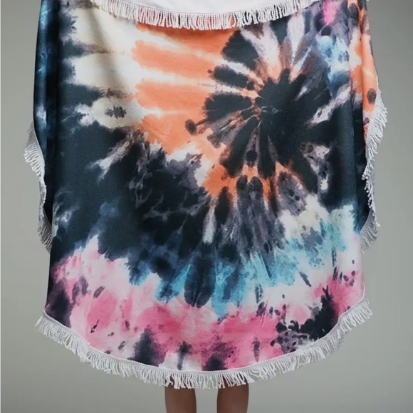 DARK Multicolor Tie-Dye Fringe Towel - Picture 1 of 11